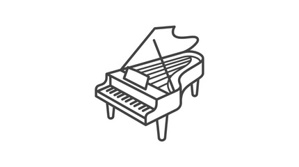 Perspective grand piano line art icon on white. © nur