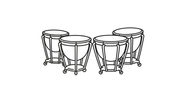 Orchestral timpani kettle drums line art icon.