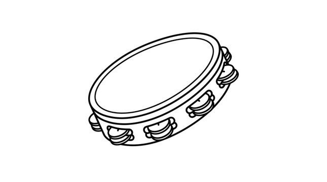 Percussion tambourine instrument in tilted perspective.