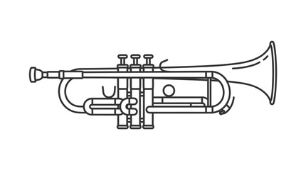 Trumpet brass wind musical instrument line icon. © nur