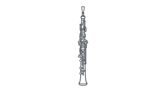 Vertical oboe woodwind instrument line art illustration.
