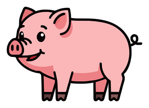 Miniature pig side view vector illustration. Generative AI