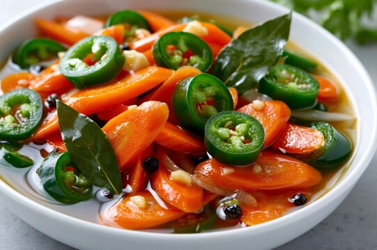Mexican escabeche with pickled carrots and jalape&ntilde;os