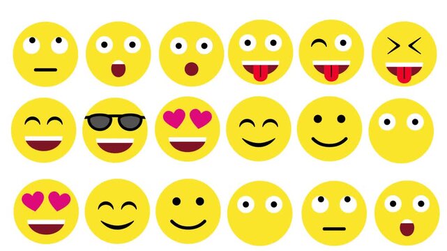 Set of smileys with different emotions. World emoji day celebration