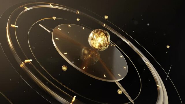 Golden essence balls converge and fuse to fight wrinkles and aging. Facial skin regains youthfulness. Cosmetic essence molecules are used in creams, facial essences, and essential oils. 3D animation.