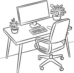 Fototapeta premium Home Office Desk Workspace Illustration