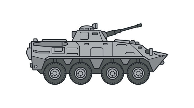 Modern eight wheeled armored personnel carrier military vehicle.