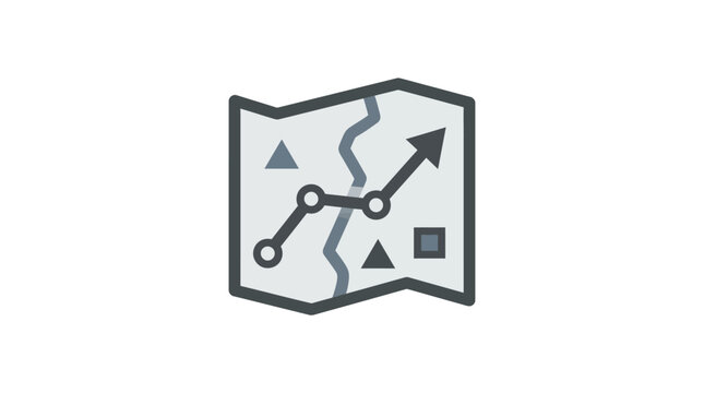 Strategic military map icon with tactical path markings.