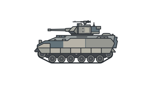 Tracked military infantry fighting vehicle IFV side view.