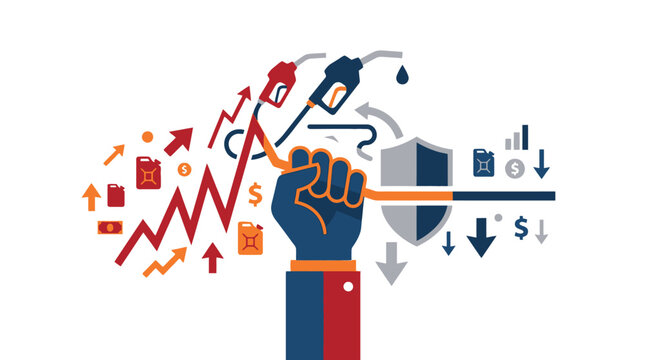 Concept of controlling rising fuel prices and stabilizing energy costs vector illustration. EPS Editable