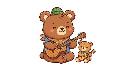 Cute Bears Playing Guitars Together © jas