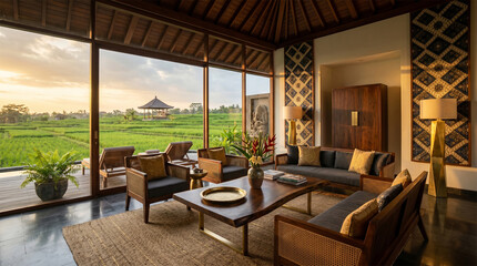 Fototapeta premium Javanese Palace Inspired Contemporary Living Space
