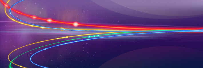 Colorful Light Beams - Abstract Panoramic © Dan Meneely Design