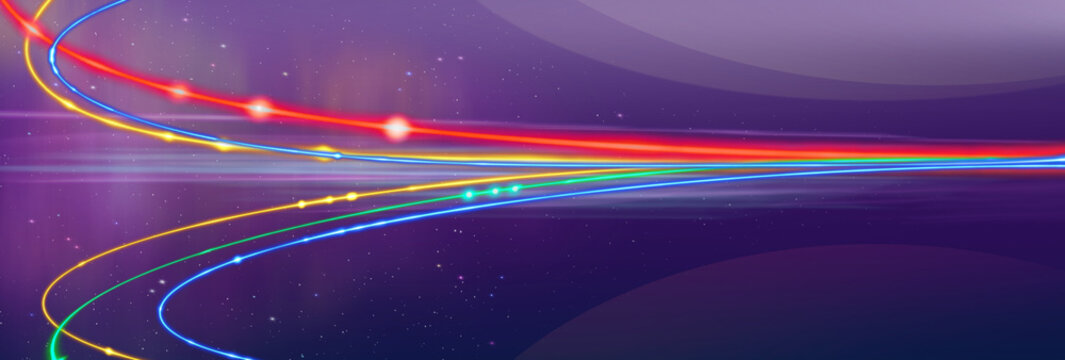 Colorful Light Beams - Abstract Panoramic