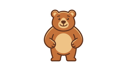 Cute cartoon bear illustration on white background © Diyah