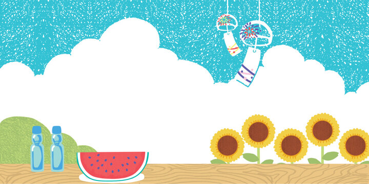 手書き風の夏の風景イラスト