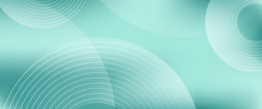 Abstract mint green background with dynamic geometric circles and curved lines soft gradient minty color minimal modern banner for medical technology corporate presentation vector