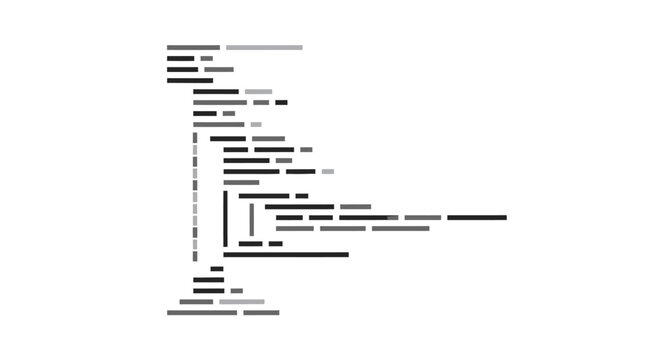 Minimalist abstract representation of source code lines, symbolizing programming, software development, or data structure, isolated on a white background.