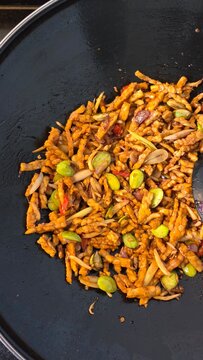 hot chili peppers in pan