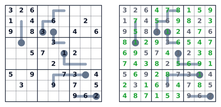 Sudoku square with completed and in-progress puzzles on white background_thermo_hard  