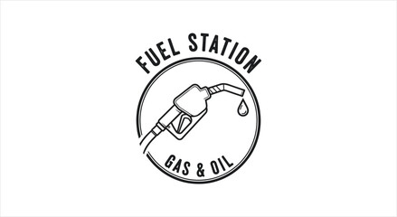 Fototapeta premium Fuel Station Gas and Oil Emblem with Dispenser Nozzle.
