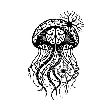 Abstract Jellyfish Brain Tree Fusion Concept Art.