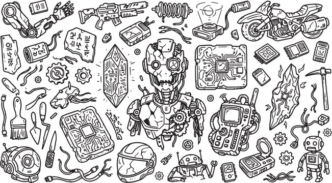 Robot and mechanical objects illustrations