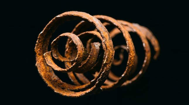 Rough Industrial Texture of Old Rusty Metal Shavings against a Dark Background