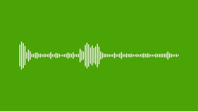 overlay music sound wave green screen background. white audio equalizer motion graphic. Line digital minimalist voice and soundtrack audio waveform equalizer 4k.