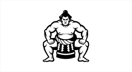 Fototapeta premium Sumo wrestler in traditional mawashi ready to fight.