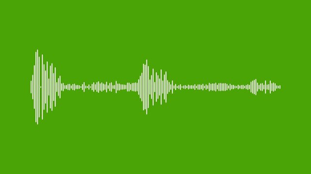 overlay music sound wave green screen background. white audio equalizer motion graphic. Line digital minimalist voice and soundtrack audio waveform equalizer 4k.