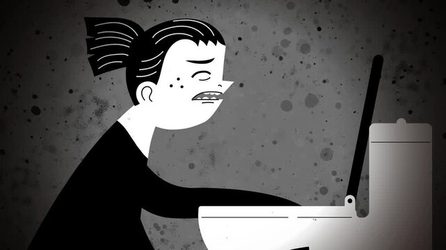 woman with bulimia inducing vomiting in a bathroom