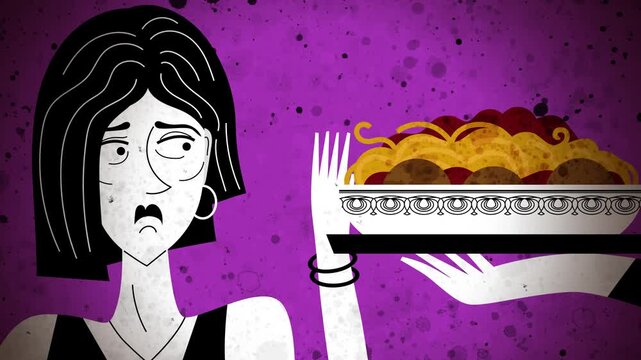 woman with anorexia refusing plates of food