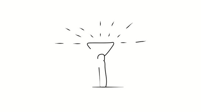 Watering plants, gardening, horticulture, crop production, water. Contour drawing, silhouett animation. Continuous line. Isolated on white. Video 4k object illustration self-drawing. Object constructi