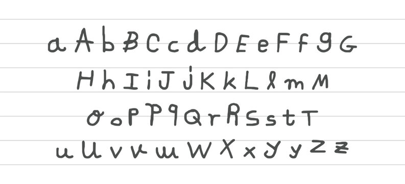 ABC Alphabet hand written doodle illustration