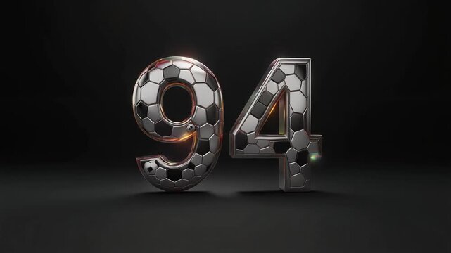 Elegant Realistic set of number 94 inspired by football soccer game, featuring premium with black background