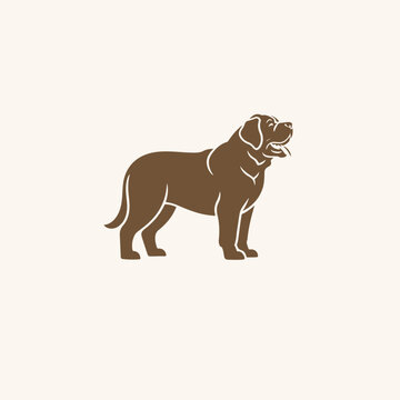 Saint bernard dog logo vector art silhouette illustration mock template.