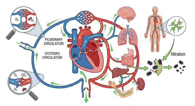 Human Blood Circulation Educational Anatomy Vector