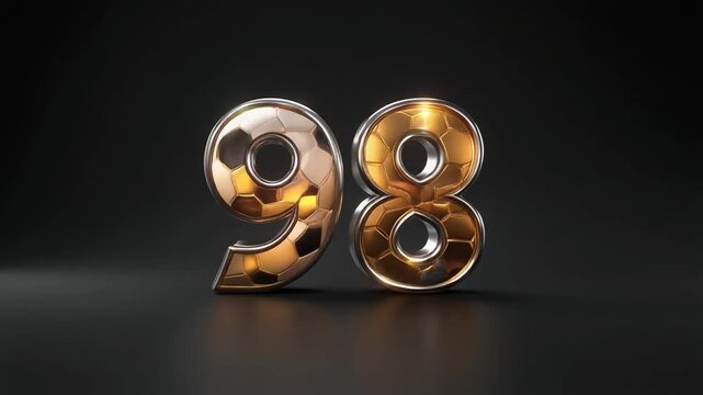 Elegant Realistic set of number 98 inspired by football soccer game, featuring premium with black background