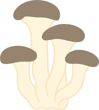 Brown Beech Shimeji Mushroom Cluster Illustration