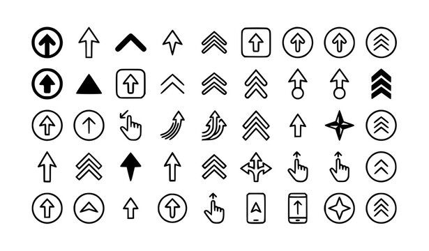 Minimal Swipe Up Arrow Buttons Vector Set Editable Social Media Icon Collection