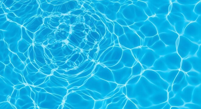 Abstract background of blue swimming pool water with ripples and bubbles