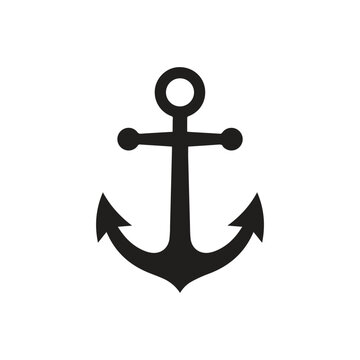 Simple black ship anchor icon design with nautical maritime silhouette