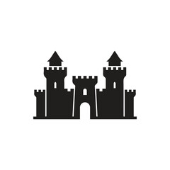 Medieval castle with turrets graphic icon fortress medieval architecture © Saharima