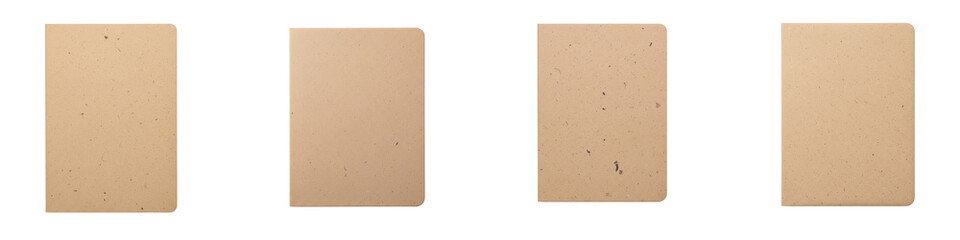 Fototapeta premium Four Recycled Paper Notebook Covers Isolated on a Plain Black Background