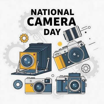 Vintage cameras celebrating national camera day