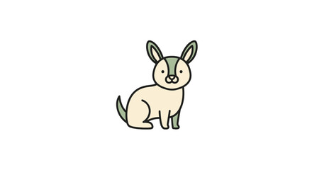 Fototapeta premium Stylized cream and green small mammal character sitting