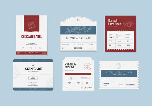 Product Packaging Sticker Tags Template Set
