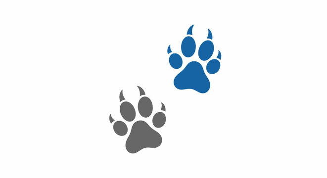 Blue and gray animal paw prints with sharp claws