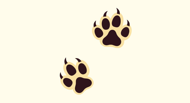Dark animal footprints with sharp talons